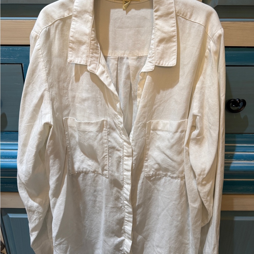 cloth & stone White Button-Front Blouse